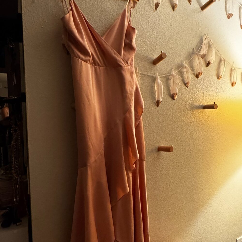 Express Pink Satin Ruffle dress